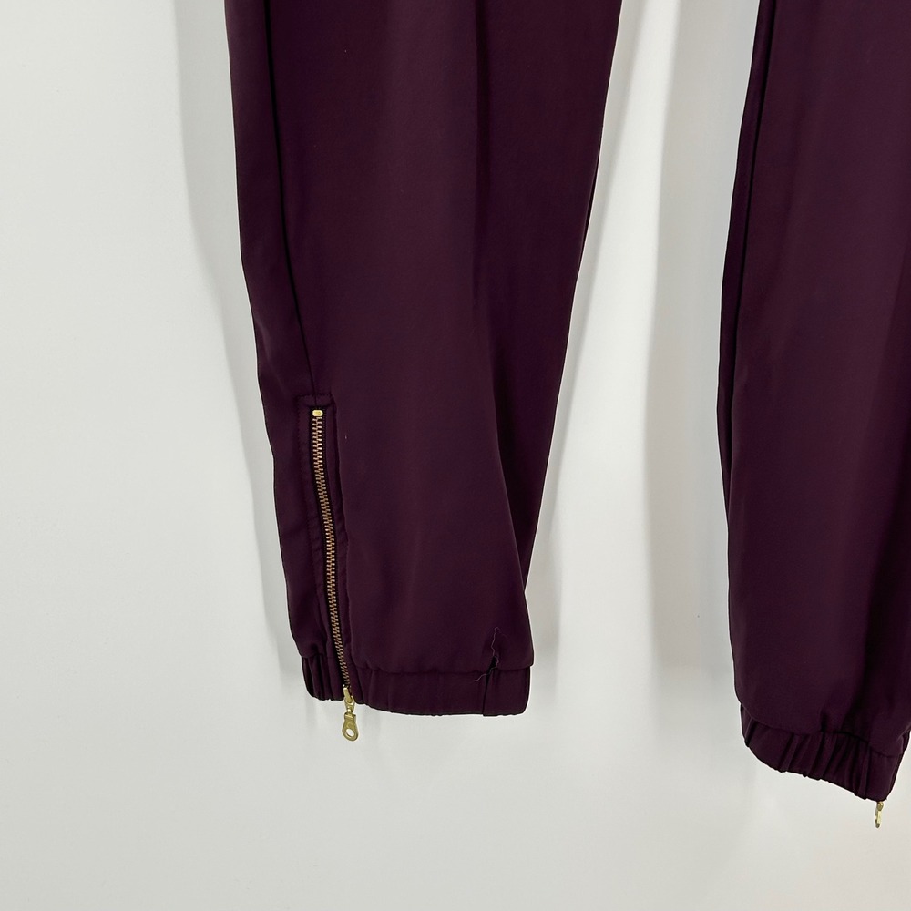 Zyia Active Womens Joggers‎ Plum Purple Gold Ankle Zip Drawstring Pants L - Picture 3 of 8